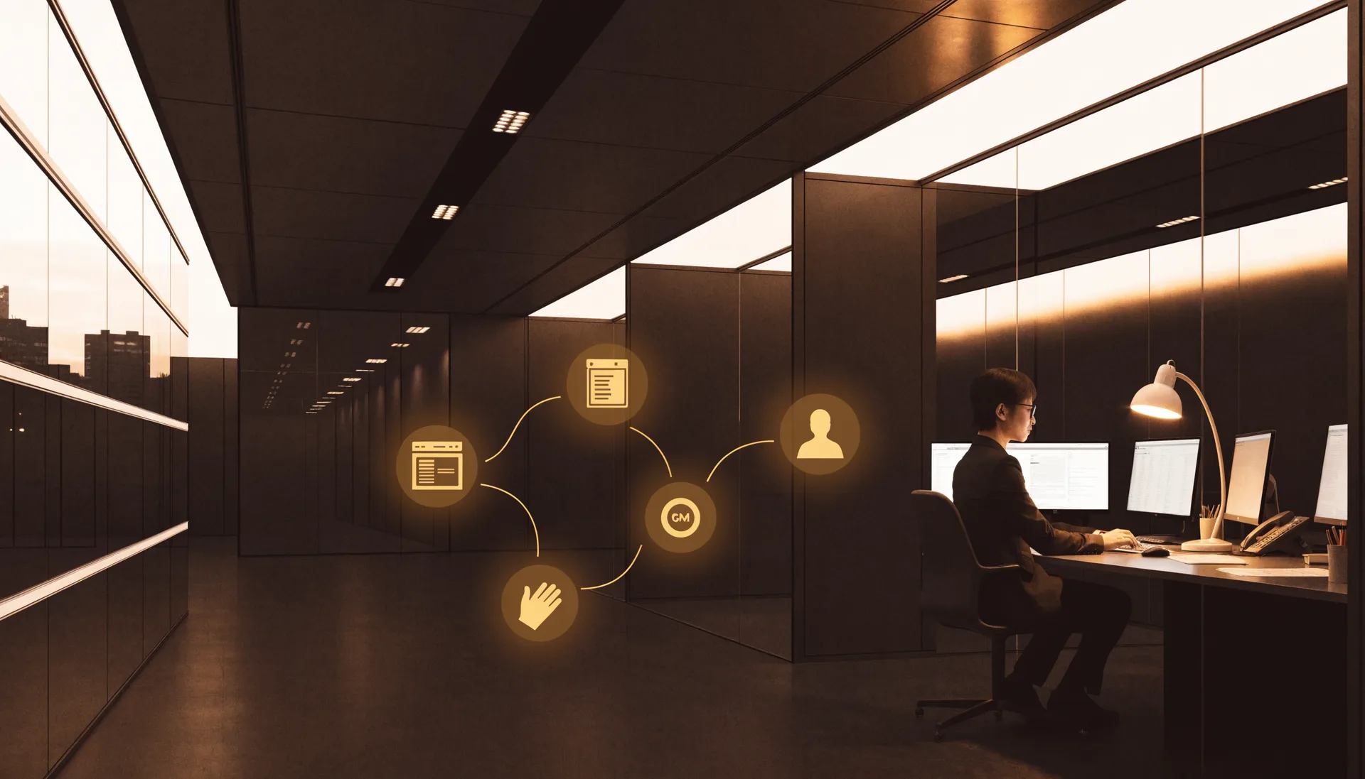 AI chatbot operations connected to knowledge, CRM, and human handoff
